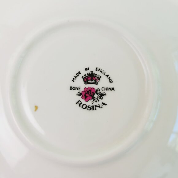 Vintage Rosina Heavy Gold Teacup & Saucer Yellow Rose Leaves Fall Autumn - Picture 12 of 16